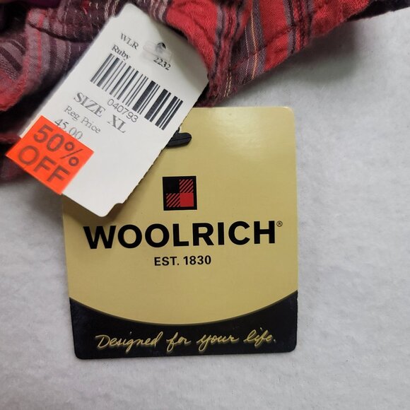 Woolrich Womens XL Red & Purple Striped Button-Up Shirt Deadstock - Picture 4 of 11